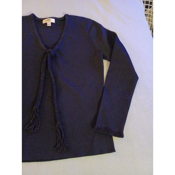 Trousers ETC New York Nylon/Rayon black knit top with beaded rope small - Picture 4 of 7
